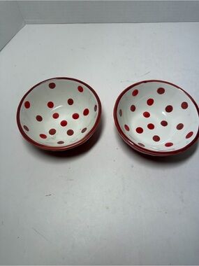 Whisker City Red Polka Dot Bowls